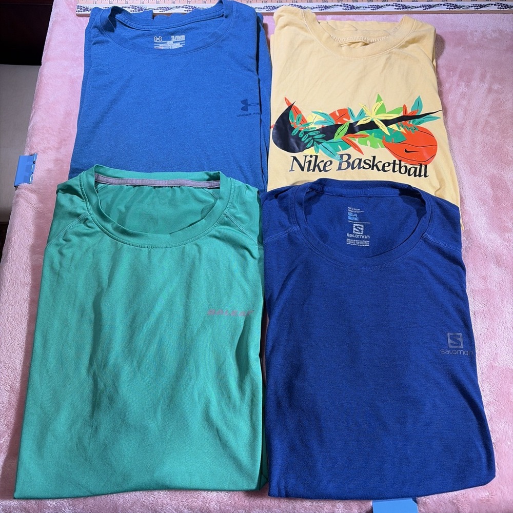 Tee Shirt Lot Of 4 Nike, Saloman, Under Armour, Baleaf. Sz XL. Active Shirts.